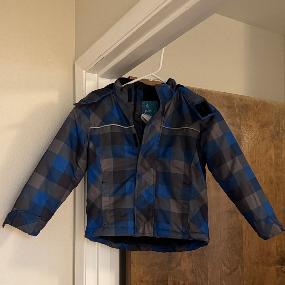 Pulse Kids Checkered Raincoat - Blue and Black